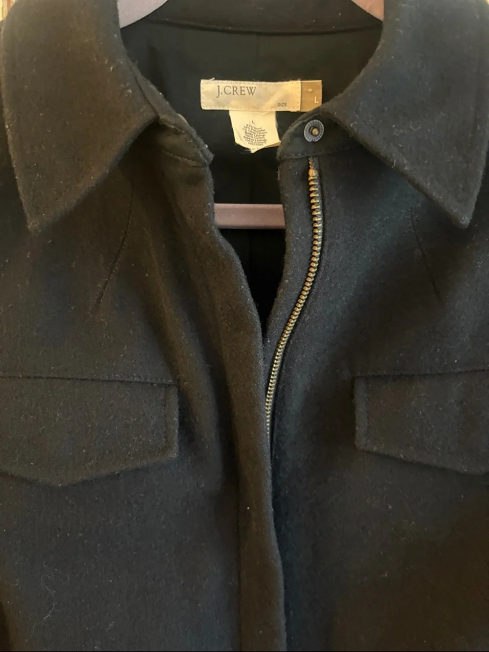 J. Crew Black Wool Zip-Front Pea Coat - Picture 3 of 8
